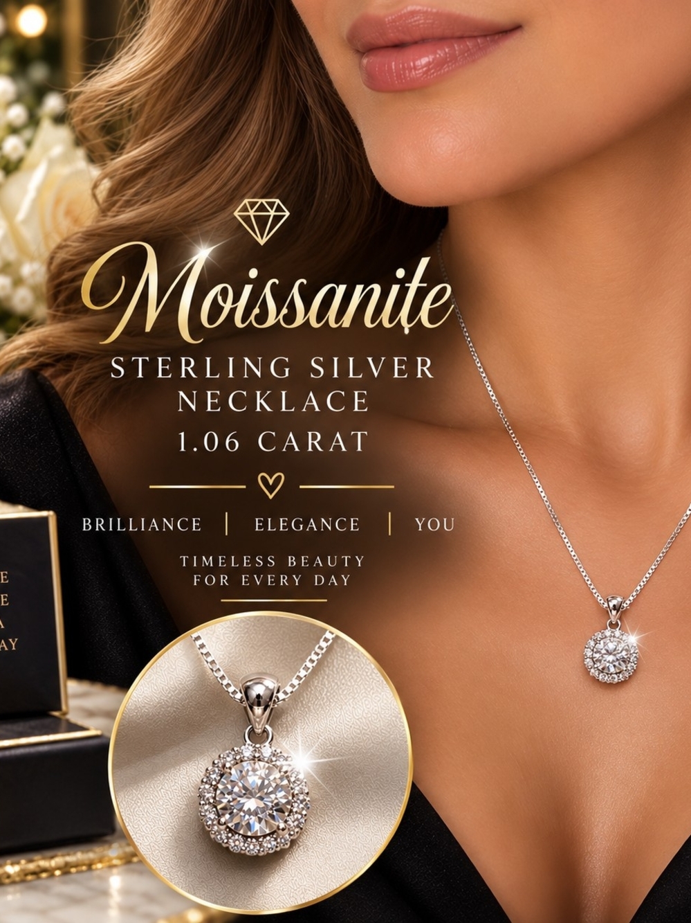 Sterling Silver Necklace in Silver - 1.06 Carat